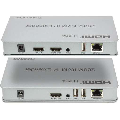 Подовжувач HDMI сигналу PowerPlant HDMI 1080P/60hz, до 200м, через CAT5E/6 (HDES200-KVM) (CA912940)