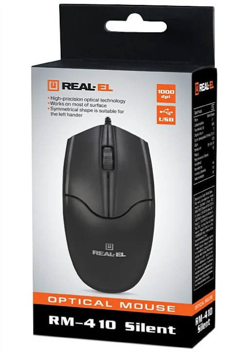 Мишка REAL-EL RM-410 Silent Black USB