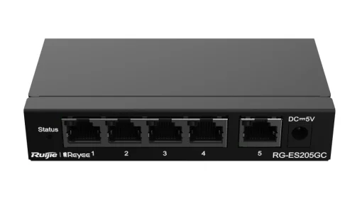 Комутатор Ruijie Reyee RG-ES205GC (4xGE, 1xGE Uplink, CCTV, Cloud Managed, L2, настільний, безшумний, метал)