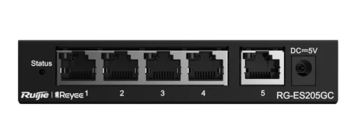 Комутатор Ruijie Reyee RG-ES205GC (4xGE, 1xGE Uplink, CCTV, Cloud Managed, L2, настільний, безшумний, метал)