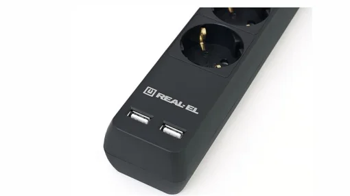 Фільтр живлення REAL-EL RS-6 Protect USB 3m Black