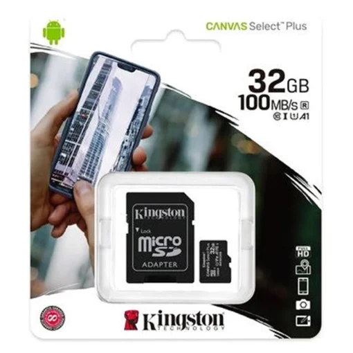 Карта памяти MicroSDHC 32GB UHS-I Class 10 Kingston Canvas Select Plus R100MB/s + SD-адаптер (SDCS2/32GB)