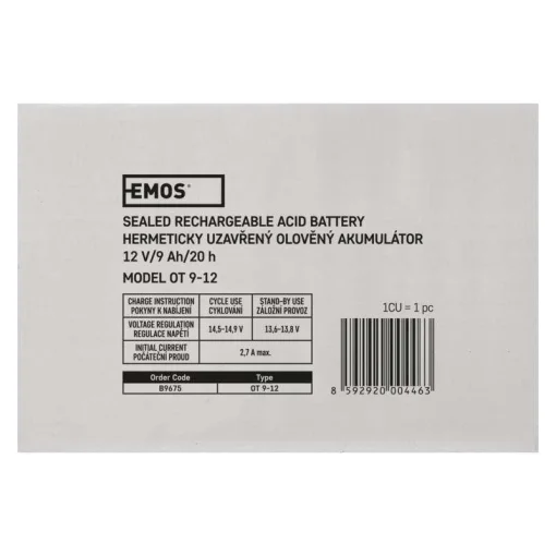 Аккумуляторная батарея Emos B9675 12V 9AH (FAST.6.3 MM) AGM