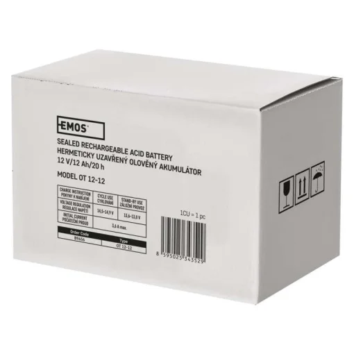 Аккумуляторная батарея Emos B9656 12V 12AH (FAST.6.3 MM) AGM