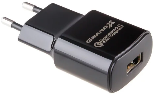 Сетевое зарядное устройство для Grand-X Quick Charge 3.0 (1xUSB 1.5-3A) Black (CH-550B)