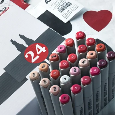 Спиртовые маркеры Arrtx Oros ASM-03RD 24 цвета, красные оттенки (LC302536)