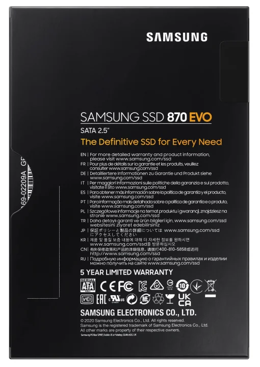 Накопичувач SSD  500GB Samsung 870 EVO 2.5" SATAIII MLC (MZ-77E500B/EU)