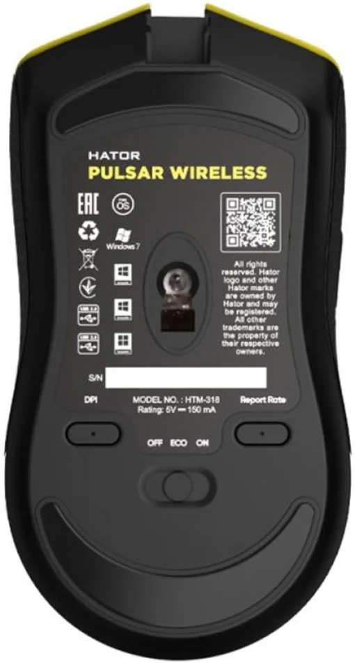 Мышка Hator Pulsar Wireless Yellow (HTM-318) USB