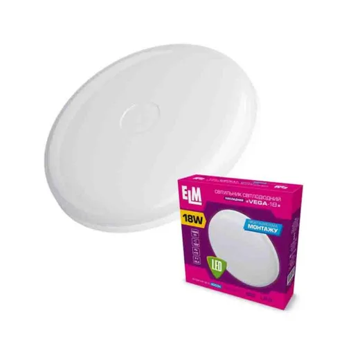Светильник настенный накладной светодиодный круглый ELM 18W 4000К Vega IP40 26-0081