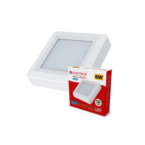 Светильник настенно-потолочный светодиодный накладной квадратный Electrum 6W 4000К KVANT B-LD-1966