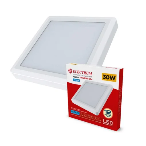 Светильник настенно-потолочный светодиодный накладной квадратный Electrum 30W 4000К KVANT B-LD-1969