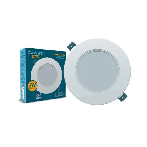 Потолочный светодиодный светильник встраиваемый круглый CRYSTAL GOLD SAPFIR M 3W 6500K DNL-024