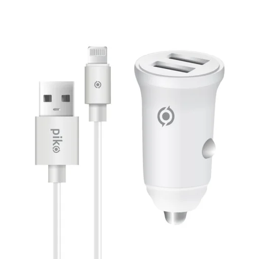 Автомобильное зарядное устройство для Piko CC-312 (2USB, 3.1A) White + кабель Lightning (1283126538810)