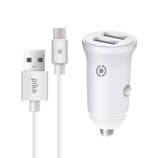 Автомобильное зарядное устройство для Piko CC-312 (2USB, 3.1A) White + кабель Type-C (1283126538803)