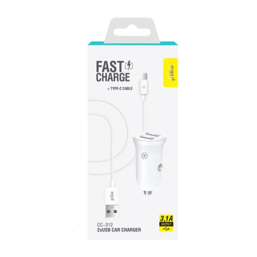 Автомобильное зарядное устройство для Piko CC-312 (2USB, 3.1A) White + кабель Type-C (1283126538803)