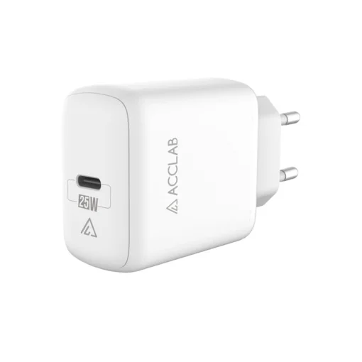 Зарядний пристрій ACCLAB AL-TC125 1xUSB-C, QC3.0, PD3.0 Wall Charger White