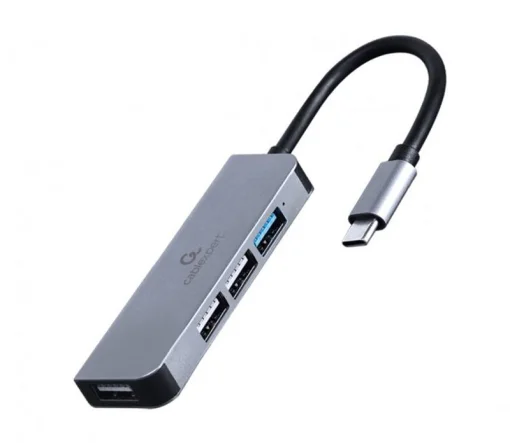Концентратор USB Type-C Cablexpert 1xUSB3.0, 3хUSB2.0, металл, Grey (UHB-CM-U3P1U2P3-01)