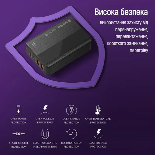 Сетевое зарядное устройство для ColorWay Power Delivery (2USB-A + 2USB TYPE-C) (65W) Black (CW-CHS040PD-BK)