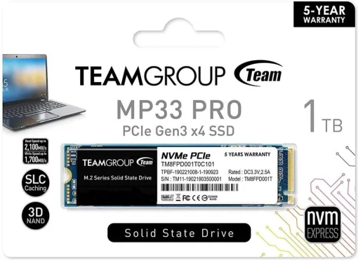 Накопитель SSD 1TB Team MP33 Pro M.2 2280 PCIe 3.0 x4 3D TLC (TM8FPD001T0C101)