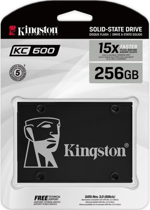 Накопичувач SSD  256GB Kingston KC600 2.5" SATAIII 3D TLC (SKC600/256G)