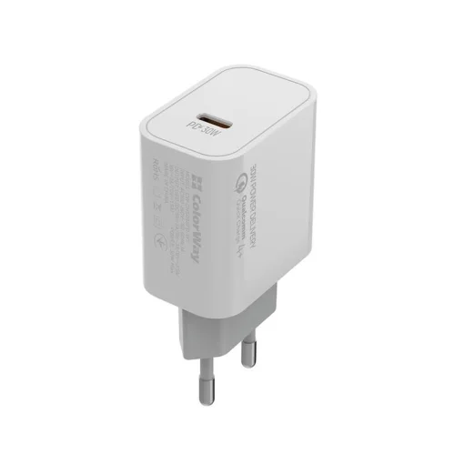 Сетевое зарядное устройство ColorWay Power Delivery Port PPS USB Type-C (30W) White (CW-CHS038PD-WT)