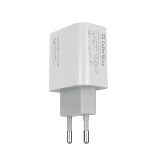 Сетевое зарядное устройство ColorWay Power Delivery Port PPS USB Type-C (30W) White (CW-CHS038PD-WT)