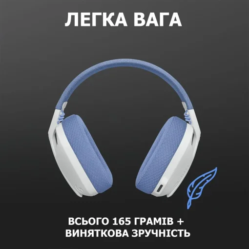 Навушники геймерскі LOGITECH G435 Lightspeed Wireless Gaming Headset Off White and Lilac (981-001074)