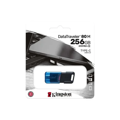 Флеш-накопитель USB3.2 256GB Type-C Kingston DataTraveler 80 M Blue/Black (DT80M/256GB)