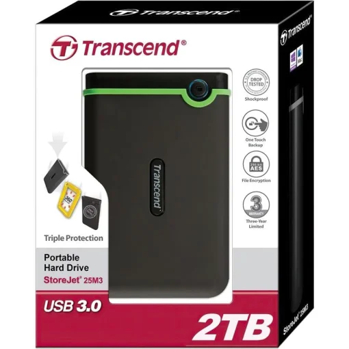 Накопитель внешний HDD 2.5" USB 2.0TB Transcend StoreJet Iron Gray Slim (TS2TSJ25M3S)