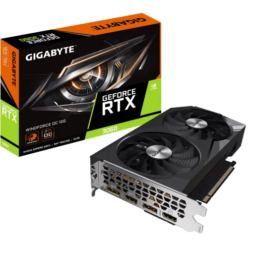 Видеокарта GF RTX 3060 12GB GDDR6 Windforce OC Gigabyte (GV-N3060WF2OC-12GD)