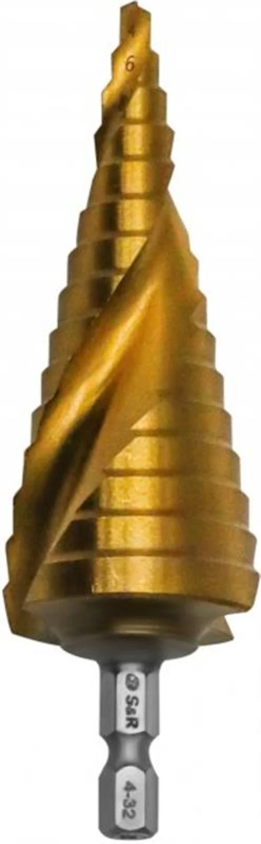 Ступенчатое сверло S&R 4-32 мм HSS-TiN (109432101)