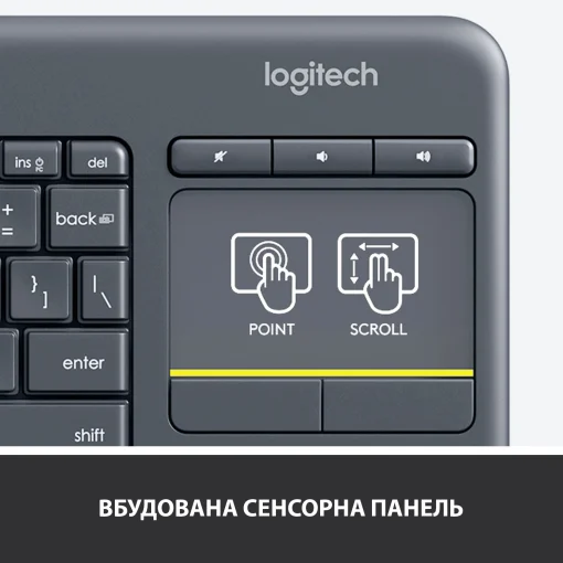Клавиатура беспроводная Logitech K400 Plus Black (920-007145)