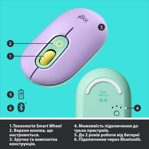 Миша LOGITECH Pop Mouse with Emoji Daydream (910-006547)