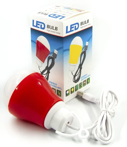 USB-светильник с LED-лампочкой Dengos, шнур ~1м, 5V, 5W, Red (LED-BULB-5V5W-RED)