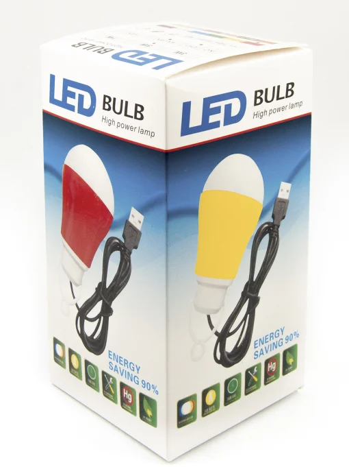USB-светильник с LED-лампочкой Dengos, шнур ~1м, 5V, 5W, Red (LED-BULB-5V5W-RED)