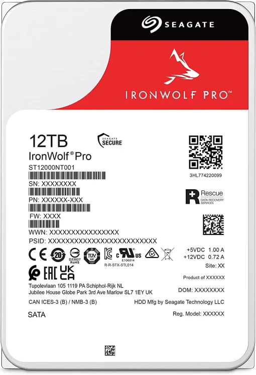 Жорсткий диск 3.5" SEAGATE IronWolf Pro 12TB SATA/256MB (ST12000NT001)