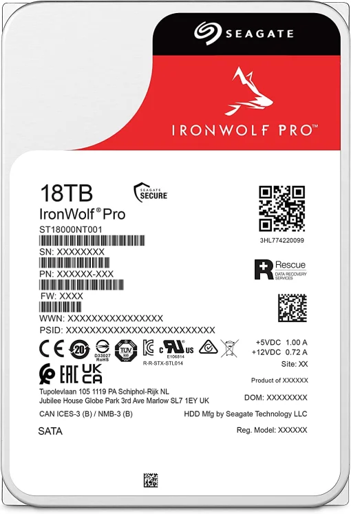 Накопитель HDD SATA 18.0TB Seagate IronWolf Pro 7200rpm 256MB (ST18000NT001)
