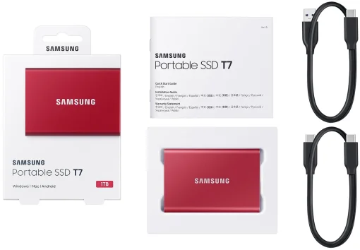 Накопичувач зовнішній SSD 2.5" USB 1.0TB Samsung T7 Red (MU-PC1T0R/WW)
