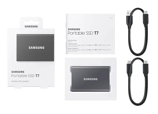 Накопитель наружный SSD 2.5" USB 2.0TB Samsung T7 Titan Gray (MU-PC2T0T/WW)