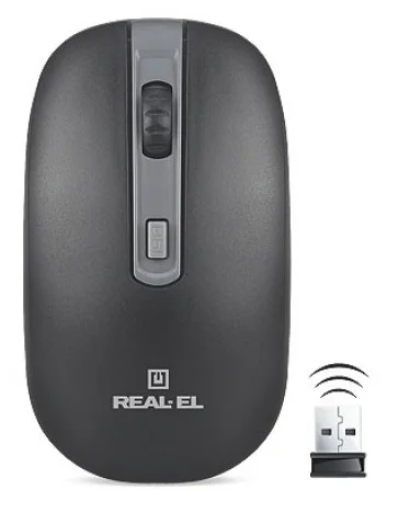 Мышка беспроводная REAL-EL RM-303 Black/Grey USB