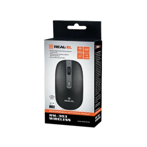 Мышка беспроводная REAL-EL RM-303 Black/Grey USB
