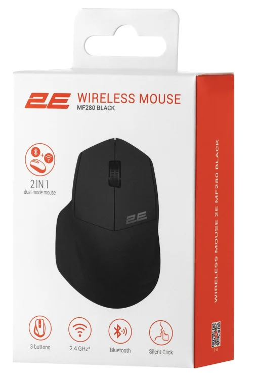 Мышь беспроводная 2E MF280 Silent Black (2E-MF280WBK)