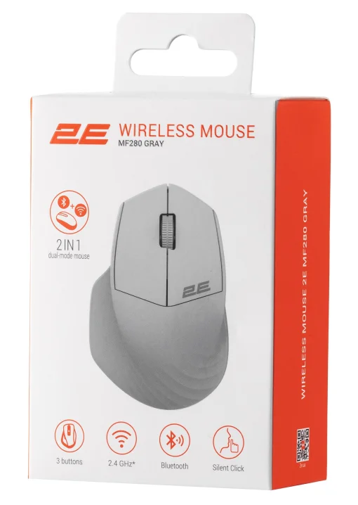 Мышь беспроводная 2E MF280 Silent Gray (2E-MF280WGR)