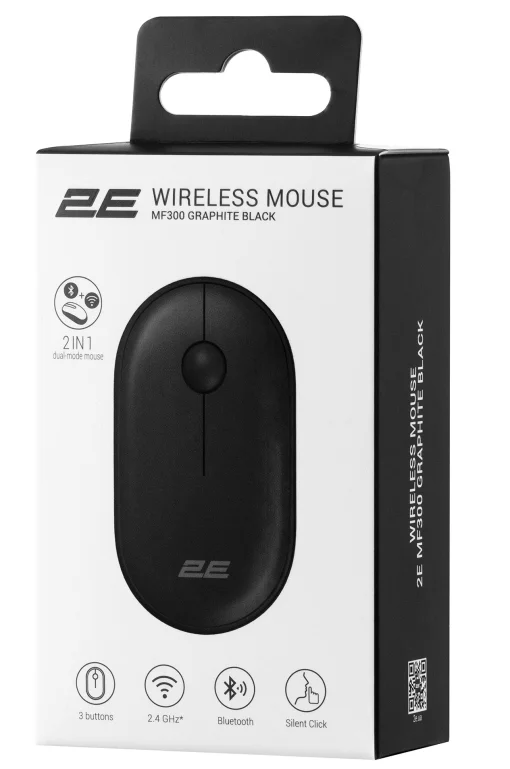 Мышь беспроводная 2E MF300 Silent WL BT Graphite black (2E-MF300WBK) USB