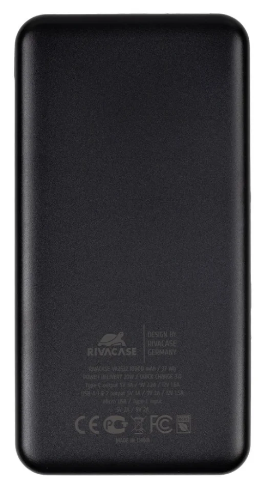 Повербанк RIVACASE Rivapower VA2532 QC/PD 20W 10000mAh Black
