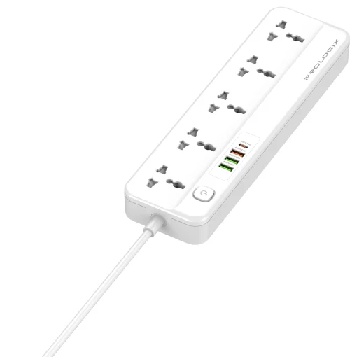 Фильтр питания ProLogix Premium (PR-SC5415W) 5 розеток, 4 USB (1 PD+1 QC3.0+2 AUTO ID), 2 м, белый