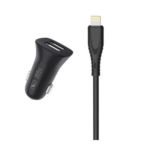 Автомобильное зарядное устройство для SkyDolphin SZ09L (2USB, 3.4A) Black (AZP-000109) + кабель Lightning
