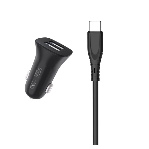 Автомобильное зарядное устройство для SkyDolphin SZ09T (2USB, 3.4A) Black (AZP-000110) + кабель Type-C