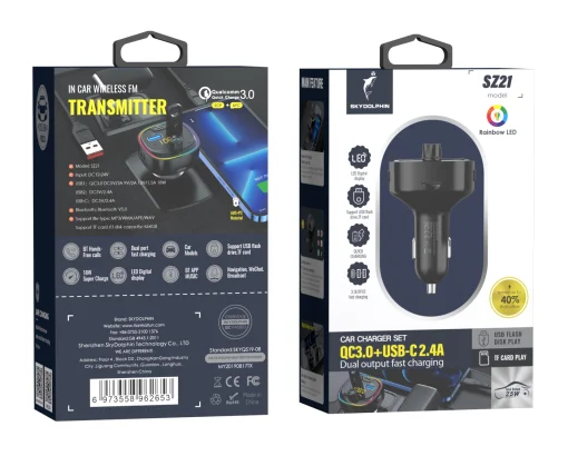 FM-трансмиттер SkyDolphin SZ21 Black (FMT-000028)