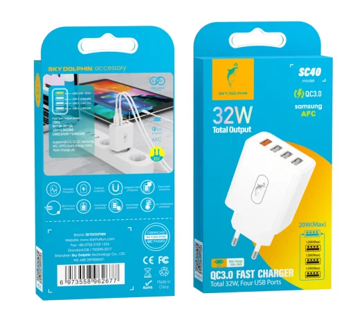 Сетевое зарядное устройство для SkyDolphin SC40 (4USBx2.4A) White (MZP-000186)